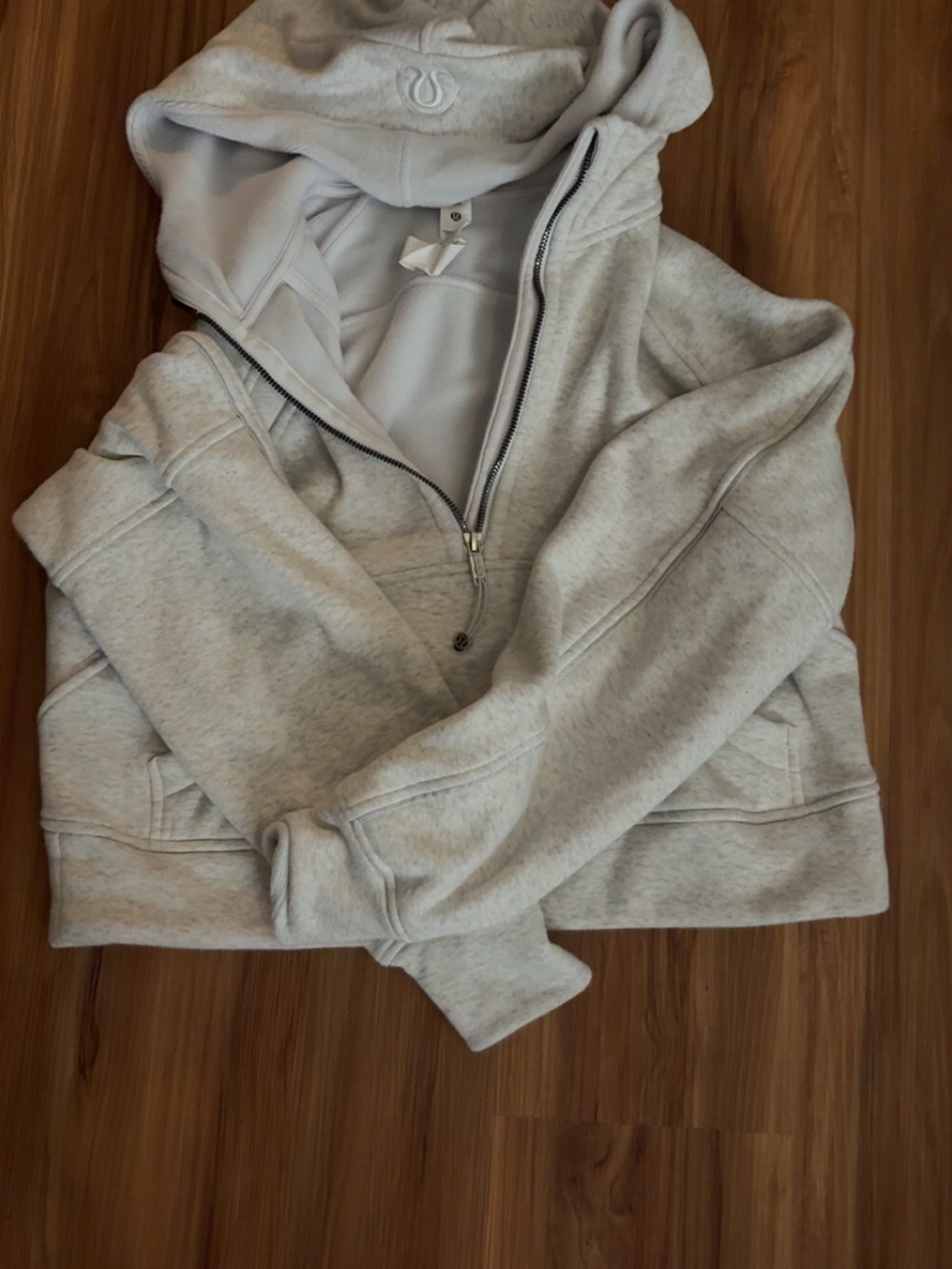 lululemon athletica Heather Light Gray Hooded Half-Zip